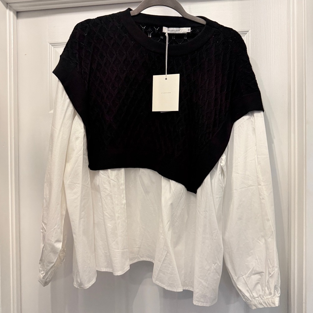 Avantlook cable knit sweater blouse